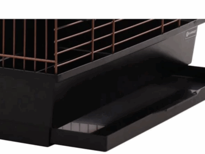Cage ouverte pour perruche coloris noir et cuivre